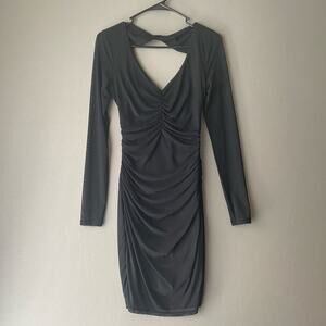 Guess‎ sz S sheer ruched long sleeve mini dress